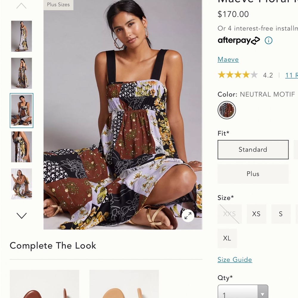 Maeve Patchwork Floral Maxi Dress in Black, White, Yellow and Brown - Picture 2 of 7